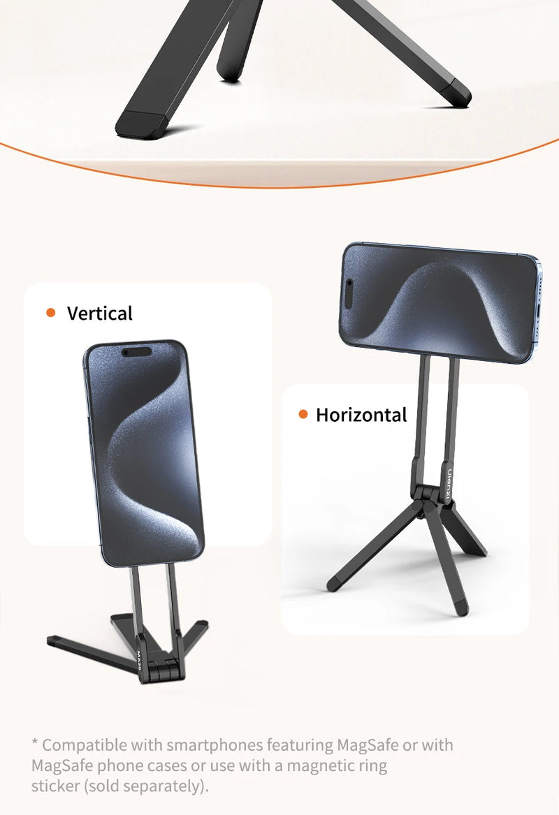 Ulanzi MA30 Tripé para celular com mosquetão, suporte magnético de dupla face para vídeo, luz, vlog, transmissão ao vivo, viagens ao ar livre