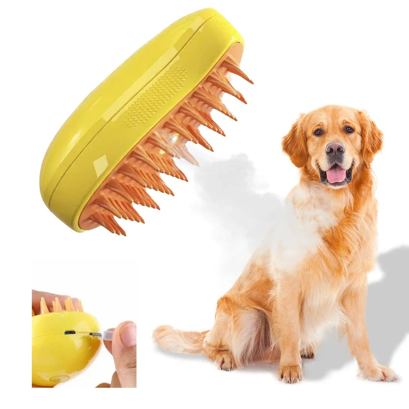 Escova elétrica de vapor para gatos, escova de vapor para massagem, remoção de pelos emaranhados e soltos