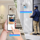 Câmera de vigilância Icsee preta Wi-Fi, monitor de câmera de segurança 4K Ultra HD, câmera de segurança Wi-Fi à prova d'água