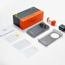 Celular Oukitel WP210 com tela de 6,7 polegadas, taxa de atualização de 120Hz, processador Snapdragon 8200, bateria de 8800mAh, câmera principal de 108MP, 12GB de RAM e 512GB de armazenamento interno.