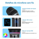 Kit 2 Microfones sem fio profissional com suporte para PC, RGB, UHF Dual Wireless, Karaokê, Coibeu, do Brasil