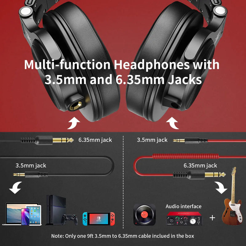 Fone de ouvido com fio Oneodio A71, com microfone, para estúdio DJ, monitor profissional, gravação e mixagem para jogos