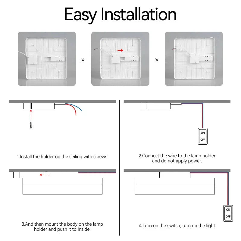 Luminária de teto LED 110V 220V à prova d'água, moderna, 20W/30W/40W/50W para sala de estar, quarto, banheiro e cozinha