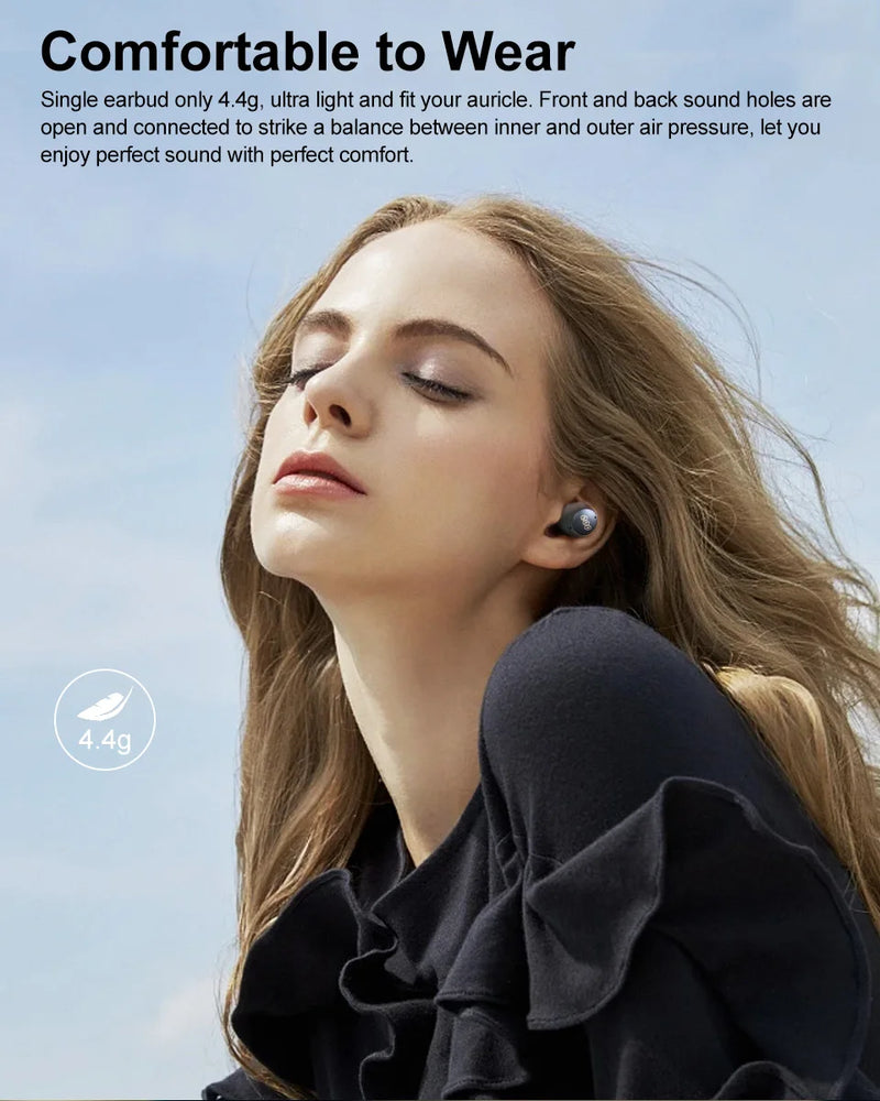 Fones de ouvido sem fio QCY HT07 ANC com cancelamento de ruído de 40 dB TWS, 6 microfones, chamada AI HD, Bluetooth 5.2, reprodução de 32 horas
