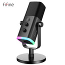 Microfone dinâmico FIFINE USB/XLR com controle RGB/entrada para fone de ouvido/mudo, microfone para jogos de PC, gravação e streaming AmpliGame-AM8