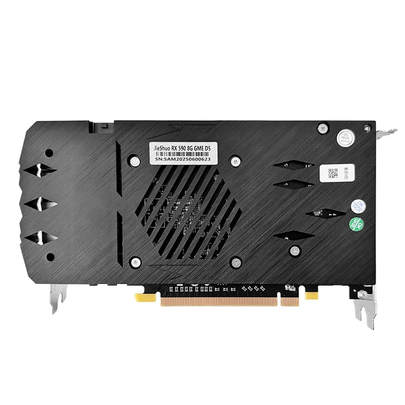 Placa de vídeo JIESHUO Radeon GTX750 e  RX590 8G com memória GDDR5, PCIe 3.0 x16 e DVI/DP.