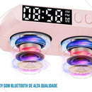 Luminária G Led RGB com Carregador por Indução, Despertador e Caixa de som Bluetooth para Mesa de Escritório