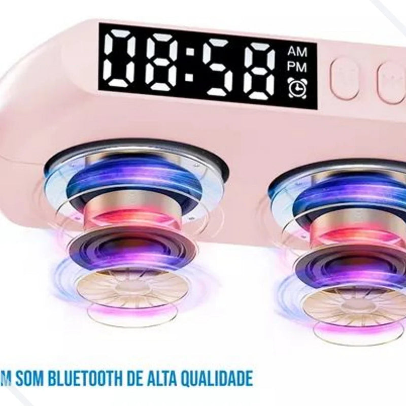 Luminária G Led RGB com Carregador por Indução, Despertador e Caixa de som Bluetooth para Mesa de Escritório