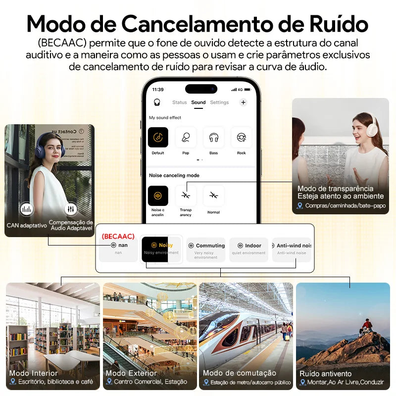 QCY H3 ANC Wireless Headphones 43dB Hybrid Active Noise Cancellation Headset Bluetooth 5.4 Hi-Res Audio Earphones 60H Playtime