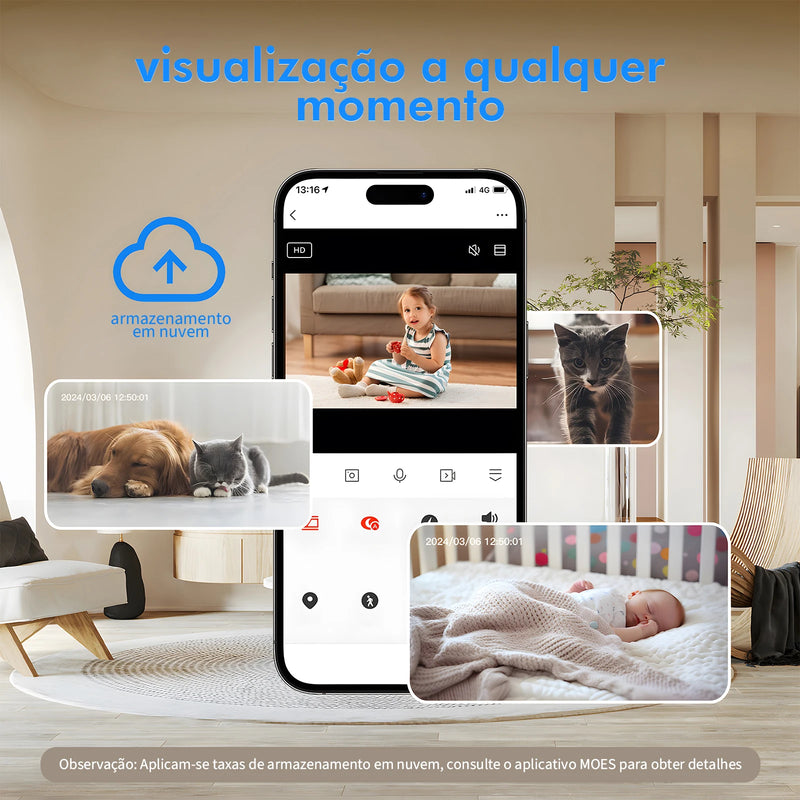 Câmera de segurança Wi-Fi, câmeras de vigilância Wi-Fi, câmera de segurança, câmera inteligente Wi-Fi 360, câmera Wi-Fi, monitor