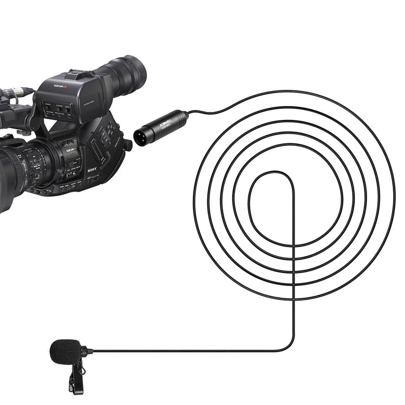 Microfone de lapela Comica XLR, omnidirecional de 3 pinos CVM-V02O para filmadoras Canon Sony Panasonic