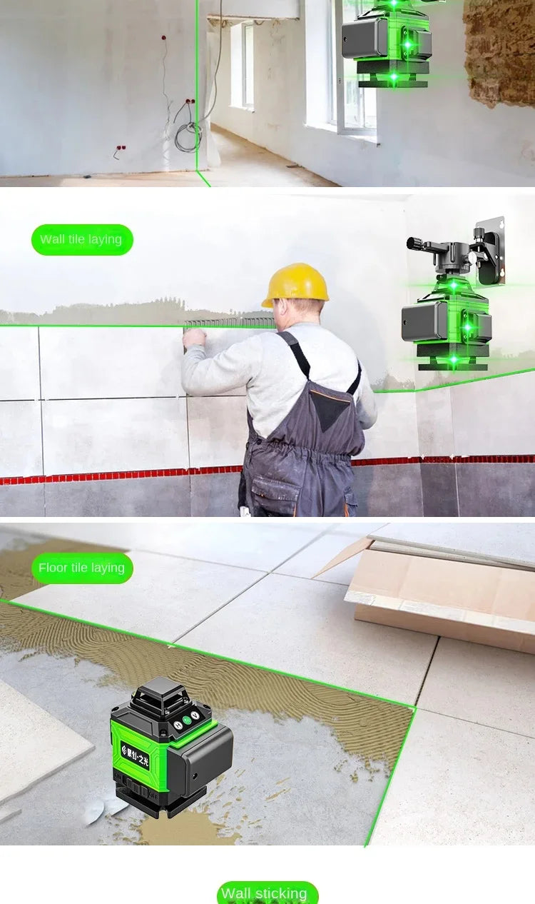 Nível laser de 2 baterias 8/12/16 linhas luz verde linha automática de alta precisão enviado do armazém do Brasil isento de impostos