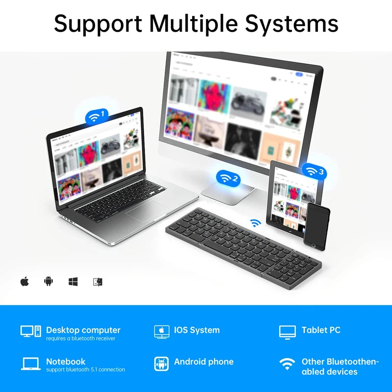 Brasil Teclado dobrável bluetooth mini teclado bluetooth com teclado touchpad sem fio teclado português brasileiro/inglês