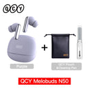Fones de ouvido sem fio QCY Melobuds N50 ANC Bluetooth 5.4 com cancelamento de ruído ativo, 6 microfones, conexão multiponto para chamadas nítidas