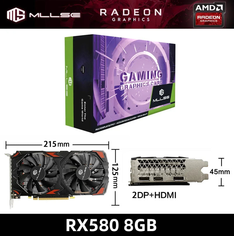 Placa de vídeo AMD RX 580 8GB 2048SP Gaming Graphics Card GDDR5 256Bit PCI Express 3.0 ×16 Radeon GPU para PC (Brasil)