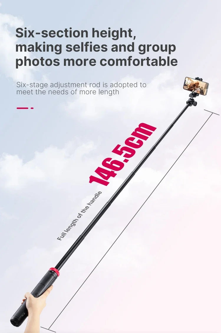 Tripé MT-44 Ulanzi com 1,46m de Extensão para Celular, Selfies e Câmeras