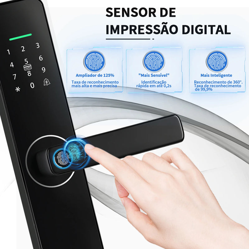 Fechadura eletrônica de porta de impressão digital aplicativo desbloqueio remoto para casa apartamento Tuya wifi
