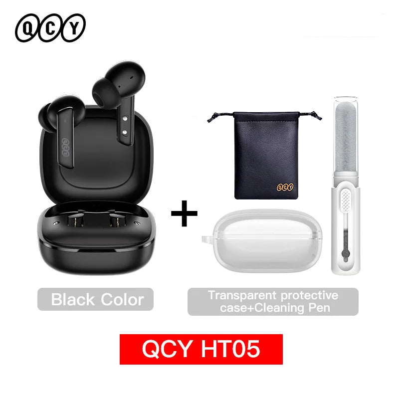 Fone de ouvido sem fio QCY HT05 ANC com cancelamento de ruído de 40 dB, Bluetooth 5.2, 6 microfones, ENC HD, chamada, TWS, modo de transparência