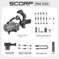 Kit Gimbal Tudo-em-Um FeiyuTech SCORP Mini-3 com Rastreamento Inteligente por IA Integrado, Suporta até 2,0 kg, para Câmeras de Ação Mirrorless e Smartphones