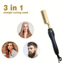 Pente de Aquecimento Elétrico Prensagem e Escova Alisadora de Cabelo 3 em 1
