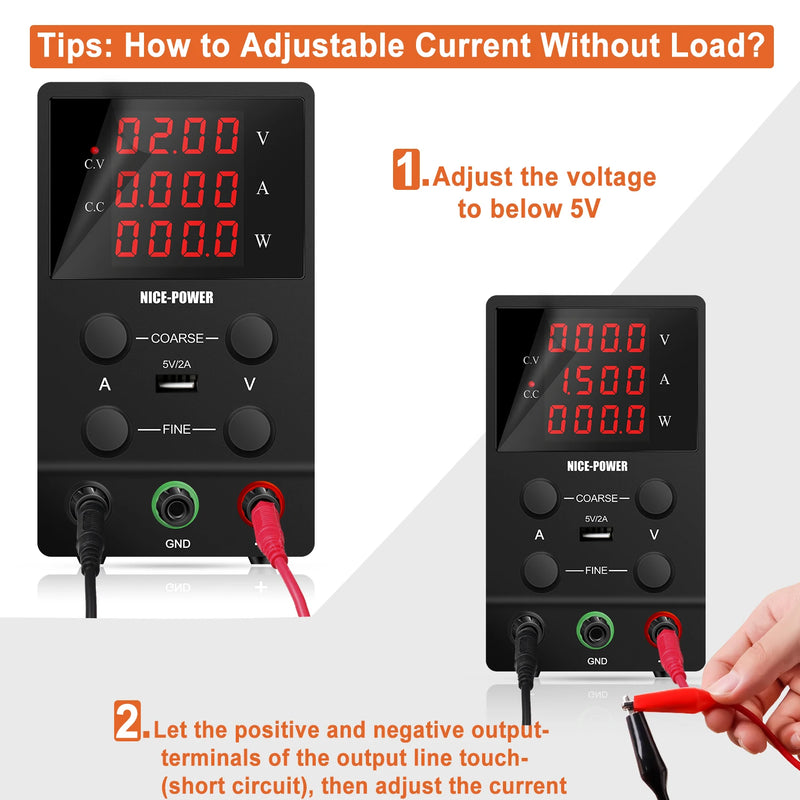 Fonte de alimentação de bancada NICE-POWER, 30 V 10 A, fonte de alimentação de laboratório de alta precisão regulada por comutação ajustável, entrada 110 V-230 V