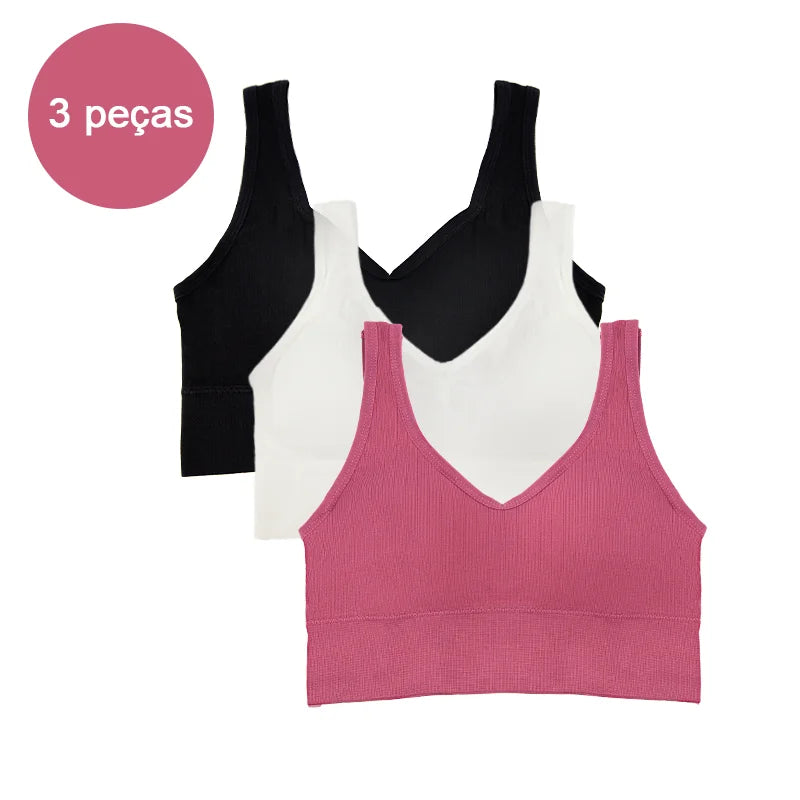 Sutiã esportivo feminino de 3 peças, roupa íntima para academia, roupa íntima feminina, sutiã respirável sem costura