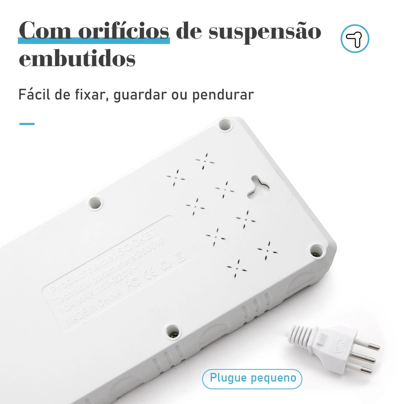 Extensão elétrica de 5 metros, extensão elétrica, filtro de linha brasileiro, tomada USB, régua de tomadas, extensão de tomada, tomada USB longa