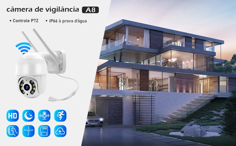 Câmera ICSee de 3MP, Câmeras de Vigilância Wi-Fi, Câmera de Segurança, Monitor, Câmera Wi-Fi Inteligente 360, Vigilância à Prova