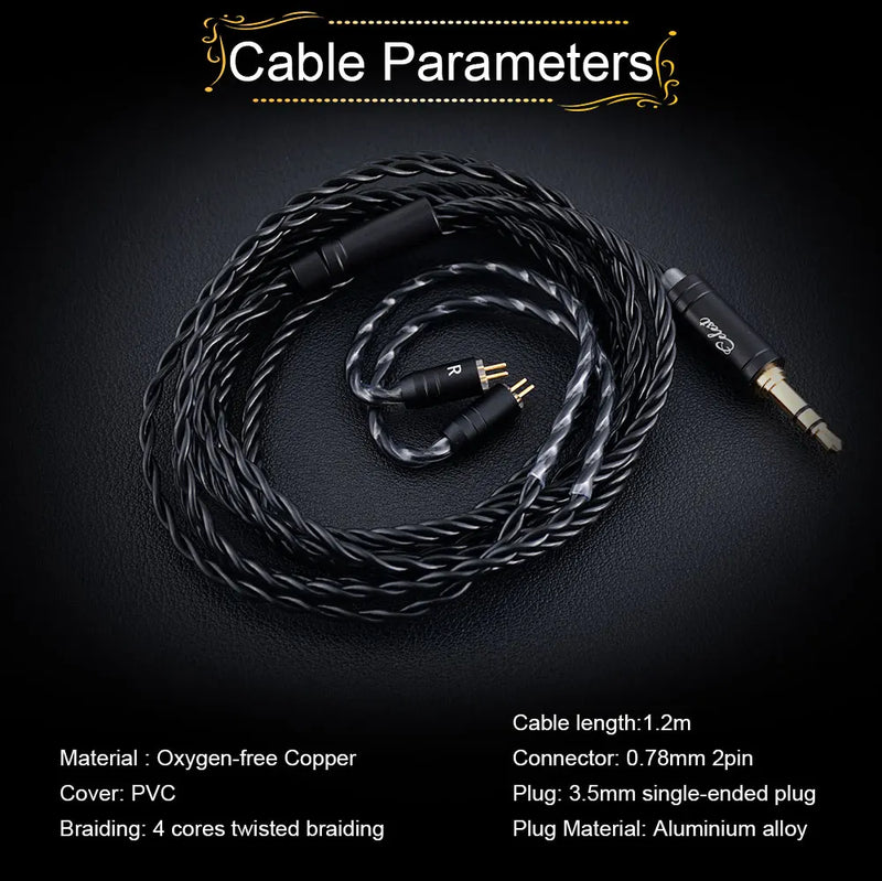 Fones de ouvido Kinera Celest Wyvern pretos com cabo e microfone, envio de IEMs brasileiros, fones de ouvido com fio Hi-Fi para jogos, para presente