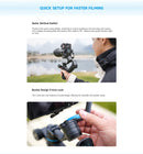 Gimbal 3 em 1 FeiyuTech SCORP Mini 3 Pro para câmeras mirrorless, câmeras de ação e smartphones com rastreamento por IA, capacidade de carga de 2 kg e bateria com duração de até 14 horas.