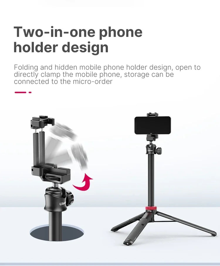 Tripé Ulanzi MT-44 com 1,46 m de extensão para selfies, tripé com braçadeira para celular, câmeras, celulares, Samsung, iPhone, Huawei, Xiaomi