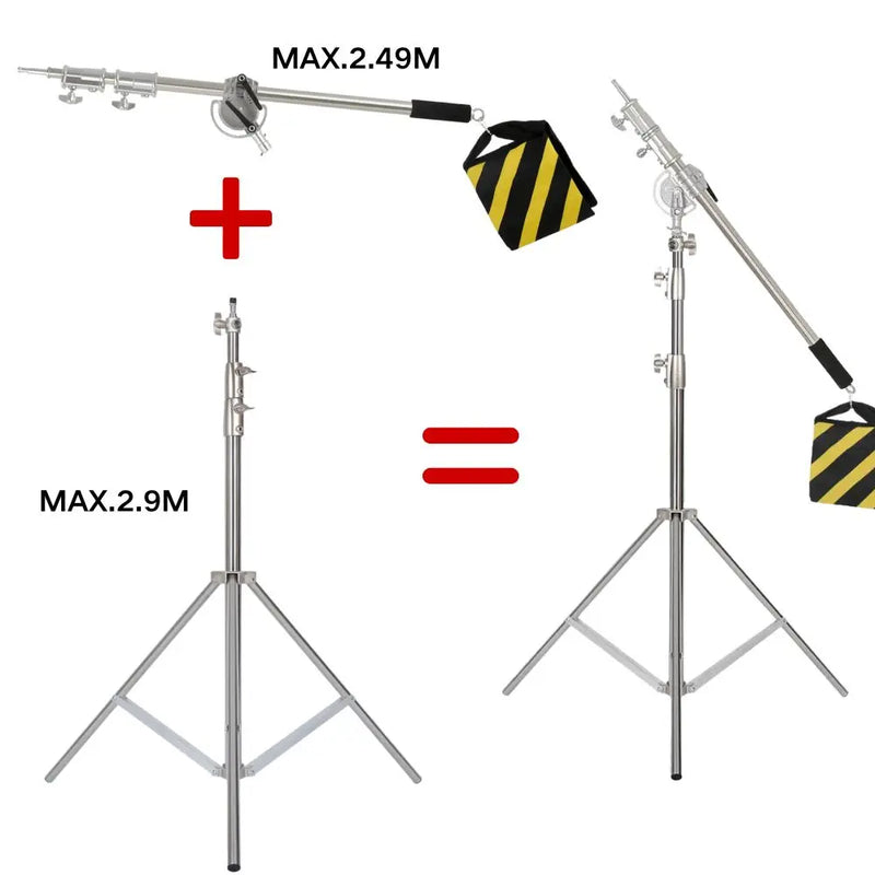 Suporte de luz de aço inoxidável SH 2,8 m para serviço pesado, peso de carga de 10 kg, tripé de suporte para estúdio fotográfico com luz LED