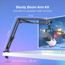 Kit de microfone gamer FIFINE USB/XLR com entrada para fone de ouvido/RGB/braço de braço, conjunto de microfone dinâmico para PC PS5/4 Mixer AmpliGame Branco-AM8TW