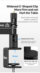 Suporte baixo para microfone de mesa Ulanzi LS26, ajustável em 360°, braço cruzado super longo de 48 cm com suporte para microfone de 1/4'', 3/8'' e 5/8''