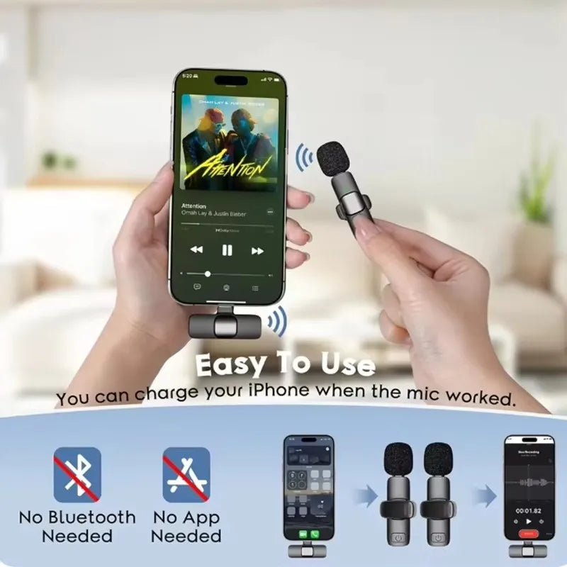 Microfone tipo C sem fio para transmissão ao vivo, jogos, gravação de áudio e vídeo, redução de ruído