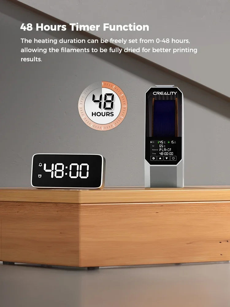 Caixa de secagem de filamentos Creality Space Pi, armazenamento de filamentos de 1 kg, aquecimento de ar quente de 360°, 0-48h, temperatura ajustável de 45°C a 70°C