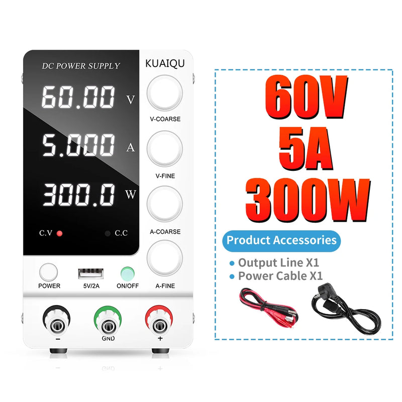 Fonte de alimentação com display digital ajustável Mini fontes de alimentação de laboratório Regulador de tensão 60V 5A 120V 3A 32V 6A KUAIQU 30V 10A DC