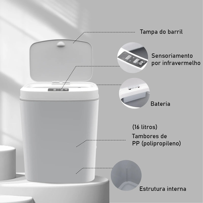 Lixeira de reciclagem automática com sensor/Lixeira de reciclagem automática com sensor, Lixeira de reciclagem inteligente, Lixeira de reciclagem automática para banheiro, Coibeu, Brasil