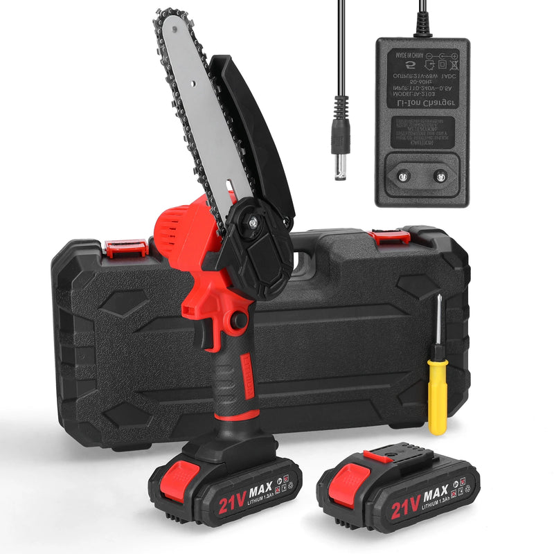 Motosserra KKMOON 21V 4/6/8 polegadas Serra elétrica de corrente sem fio Serra de poda portátil Serra elétrica portátil para marcenaria Ferramenta de corte