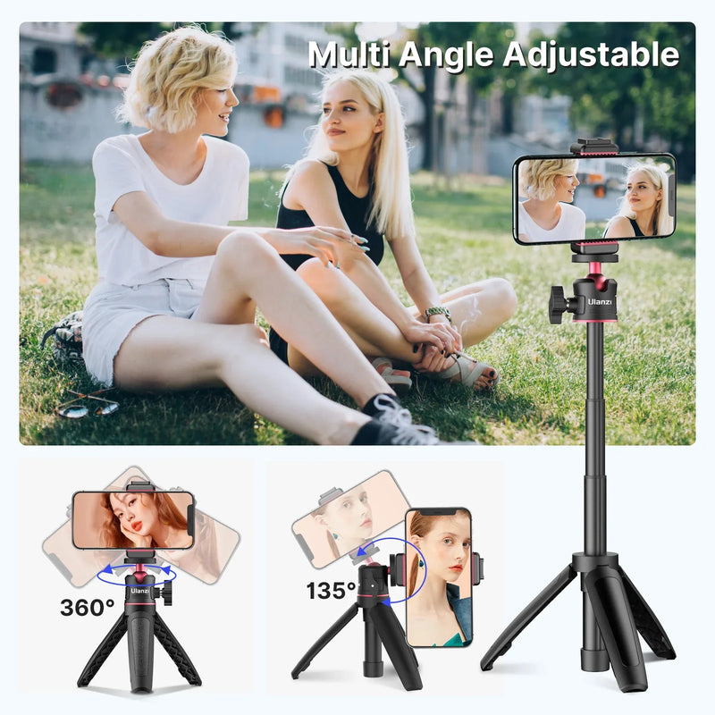 Ulanzi MT-08 Mini Tripé Extensível Portátil para Vlog, Smartphone, Selfie Stick, Tripé com Suporte para Câmera Canon, Sony, Nikon, DSLR e Celular