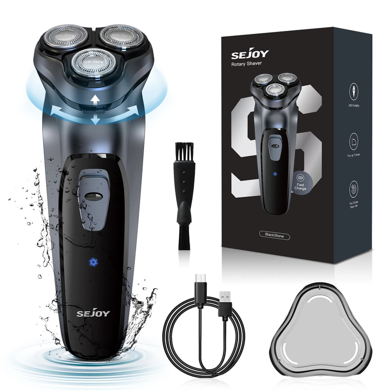 Sejoy Barbeador Elétrico para Homens Barbeadores Elétricos Recarregáveis Rotativos Barbeador Portátil de Viagem Ideia Presente Aparador de Barba
