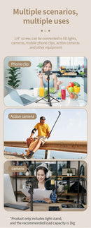 Tripé extensível Ulanzi MT-79 com parafuso de 1/4'' para câmera DSLR, luz de preenchimento para smartphone, microfone, tripé