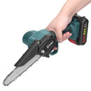 Motosserra elétrica sem fio de 21 V e 6 polegadas, bateria de lítio recarregável, motosserra elétrica para rachar madeira, ferramentas para trabalhar madeira com uma mão