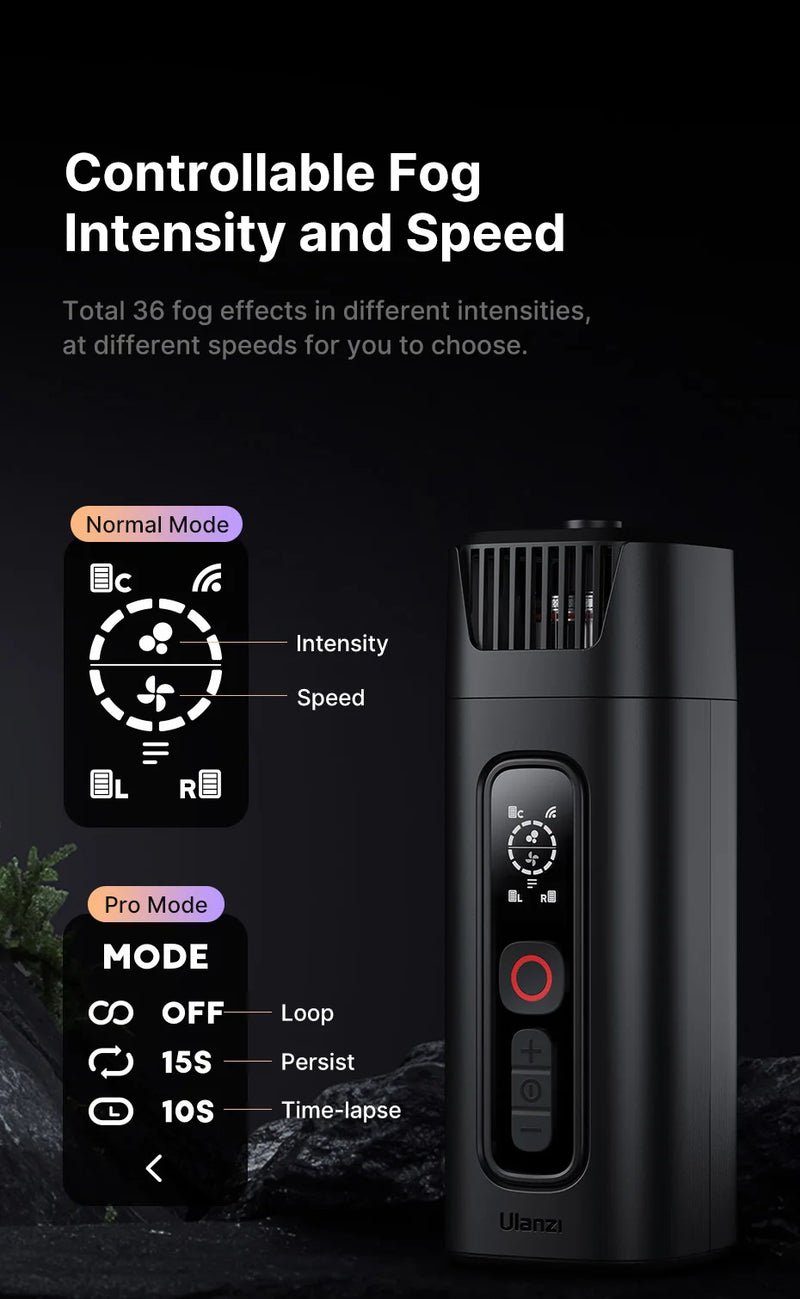 Máquina de fumaça de gelo seco portátil Ulanzi FM01 Ace Fog Machine 40W Estúdio de filmagem de vídeo curto Efeitos de palco Controle sem fio