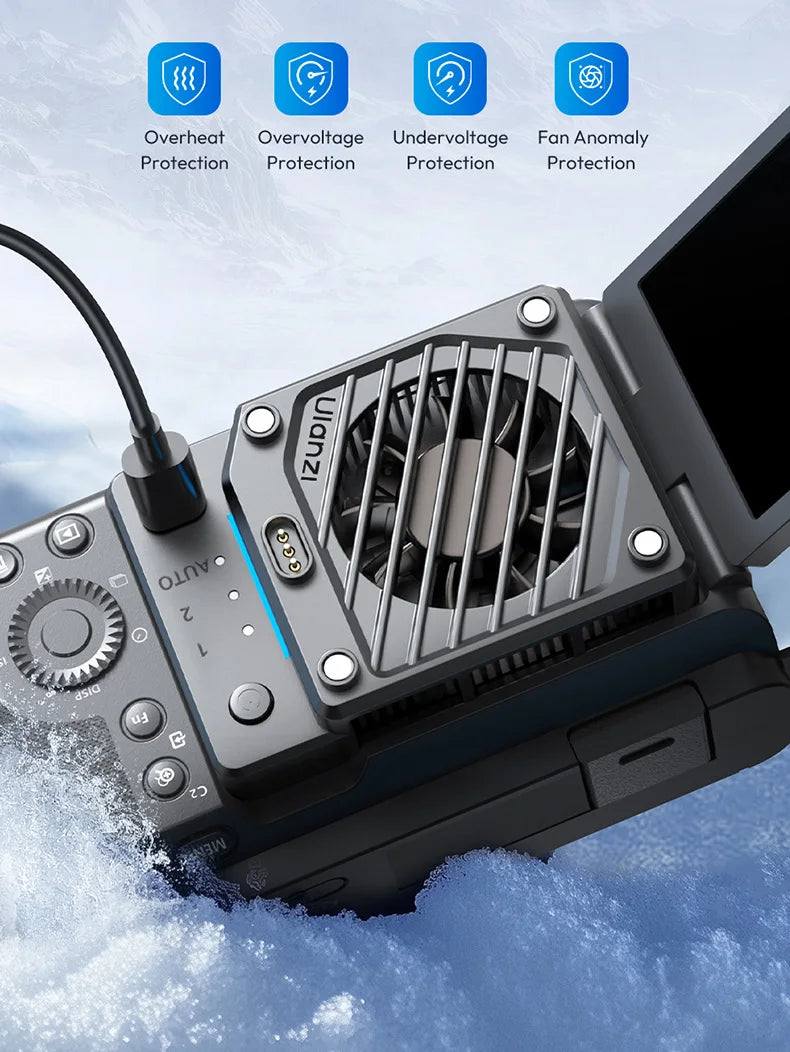 Ulanzi CU01 Cooler para câmera, ventilador de resfriamento para transmissão ao vivo, sistema de resfriamento alto, radiador de câmera, dissipador de calor para Canon R50 Sony ZVE Nikon