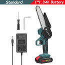 Motosserra elétrica sem fio de 21 V e 6 polegadas, bateria de lítio recarregável, motosserra elétrica para rachar madeira, ferramentas para trabalhar madeira com uma mão