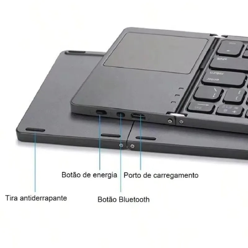 Brasil Teclado dobrável bluetooth mini teclado bluetooth com teclado touchpad sem fio teclado português brasileiro/inglês