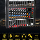 Mesa de mistura profissional USB de 8 canais, placa de mixagem de áudio, efeitos digitais, reprodutor de MP3, consoles, computador, gravação de palco.