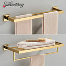 Acessórios para banheiro Toalheiro Aço inoxidável Toalheiro Acessórios para banheiro Prateleira de armazenamento Toalheiro duplo Dourado/Preto/Cromado