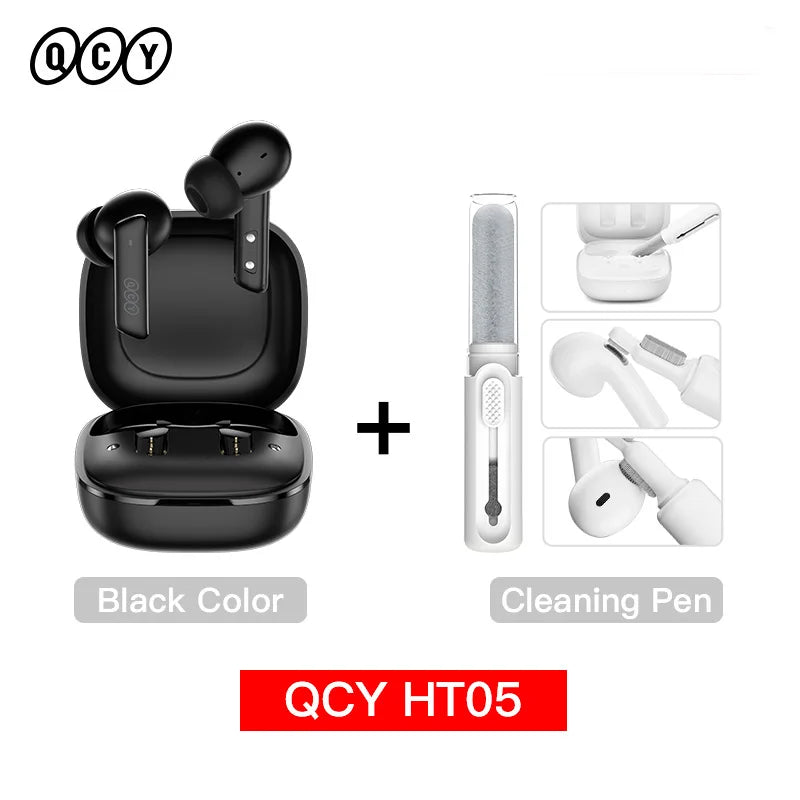 Fone de ouvido sem fio QCY HT05 ANC com cancelamento de ruído de 40 dB, Bluetooth 5.2, 6 microfones, ENC HD, chamada, TWS, modo de transparência